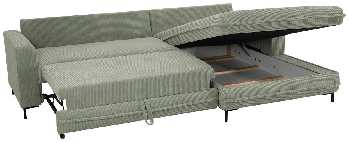 ECKSOFA Grün  - Hellgrau/Schwarz, Design, Textil/Metall (272/174cm) - MID.YOU