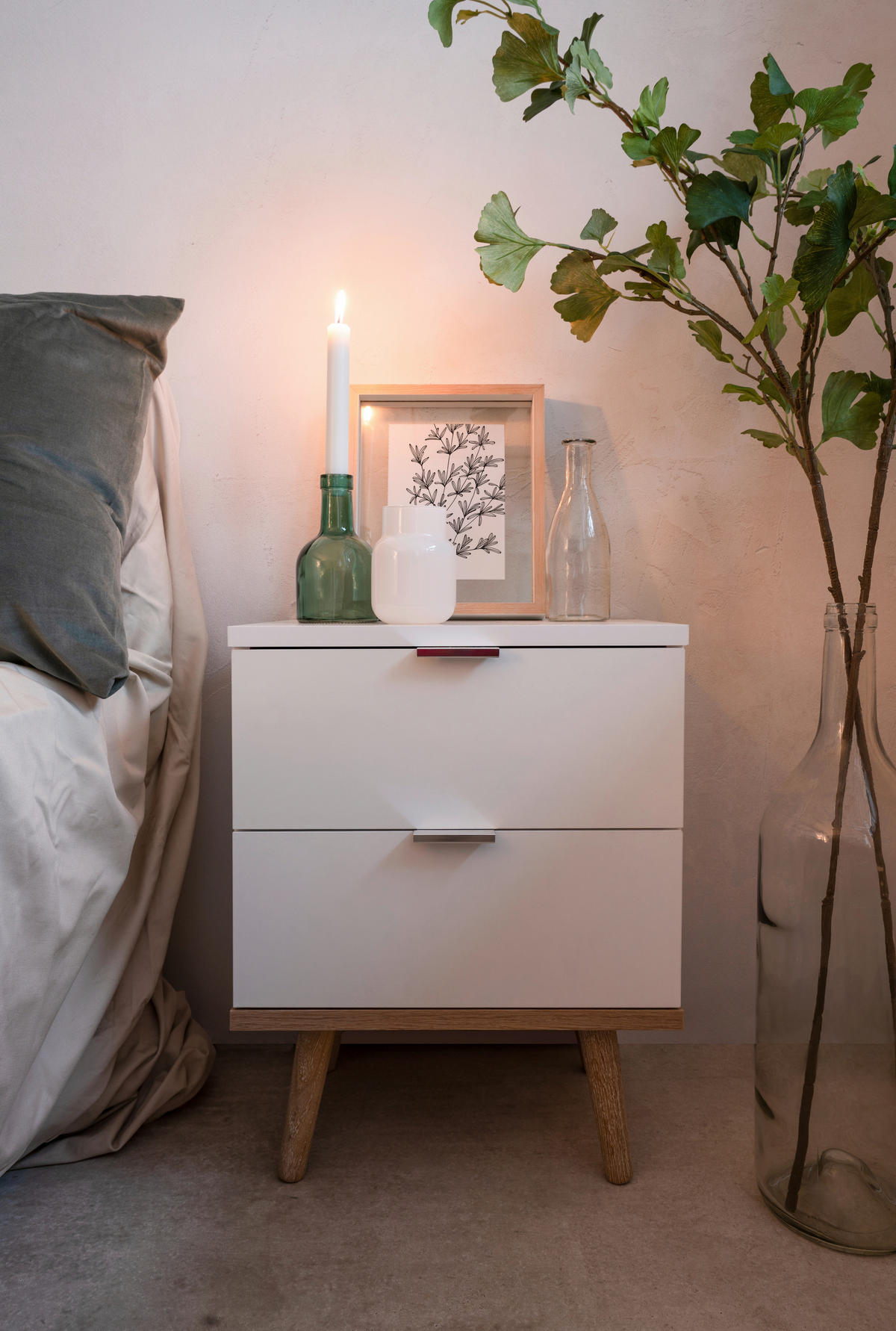 NACHTSCHRANK 40/52/30 cm  - Eichefarben/Silberfarben, Design, Holz/Holzwerkstoff (40/52/30cm) - MID.YOU