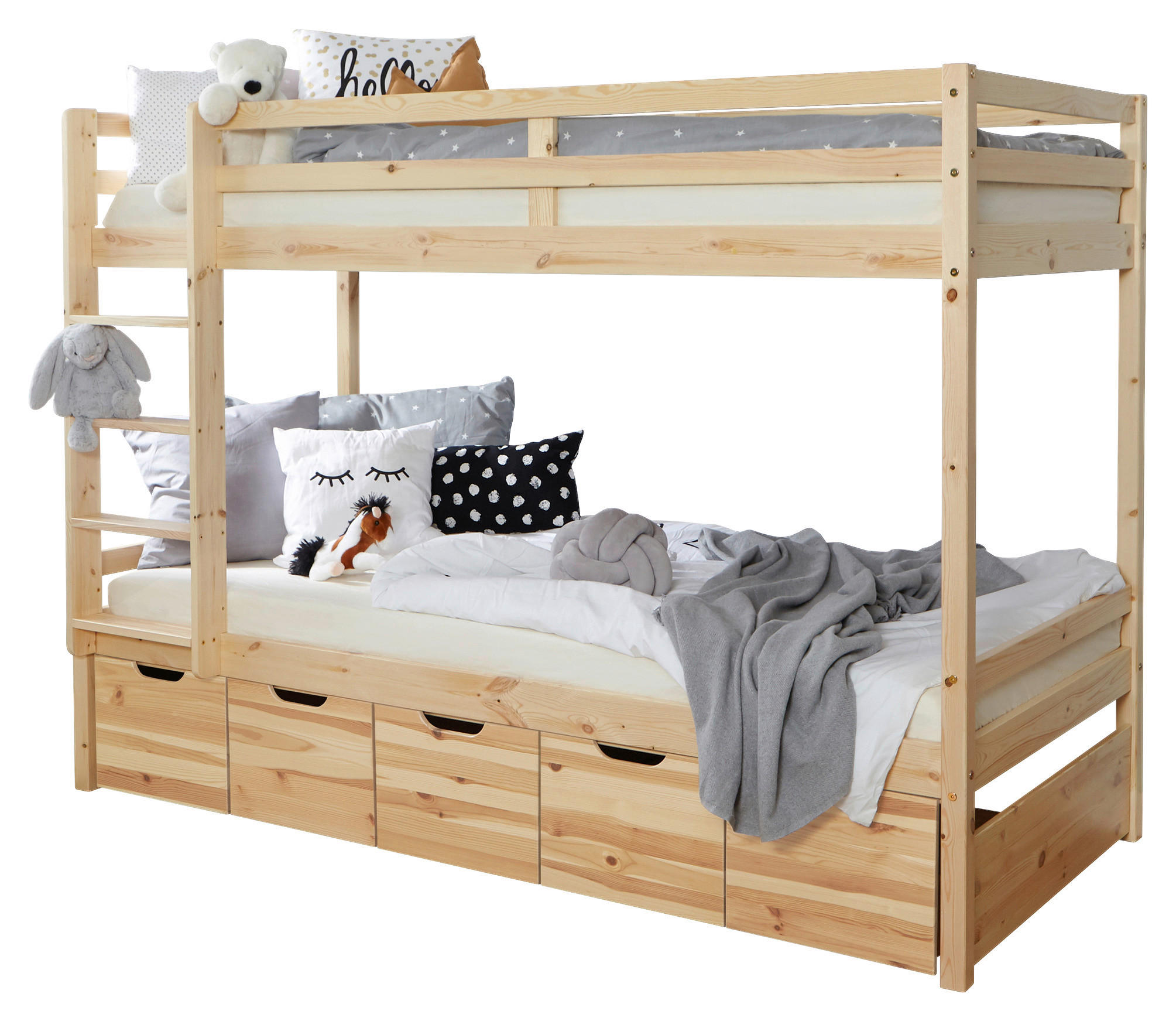 ETAGENBETT - Weiß/Naturfarben, MODERN, Holz (90/200cm) - MID.YOU