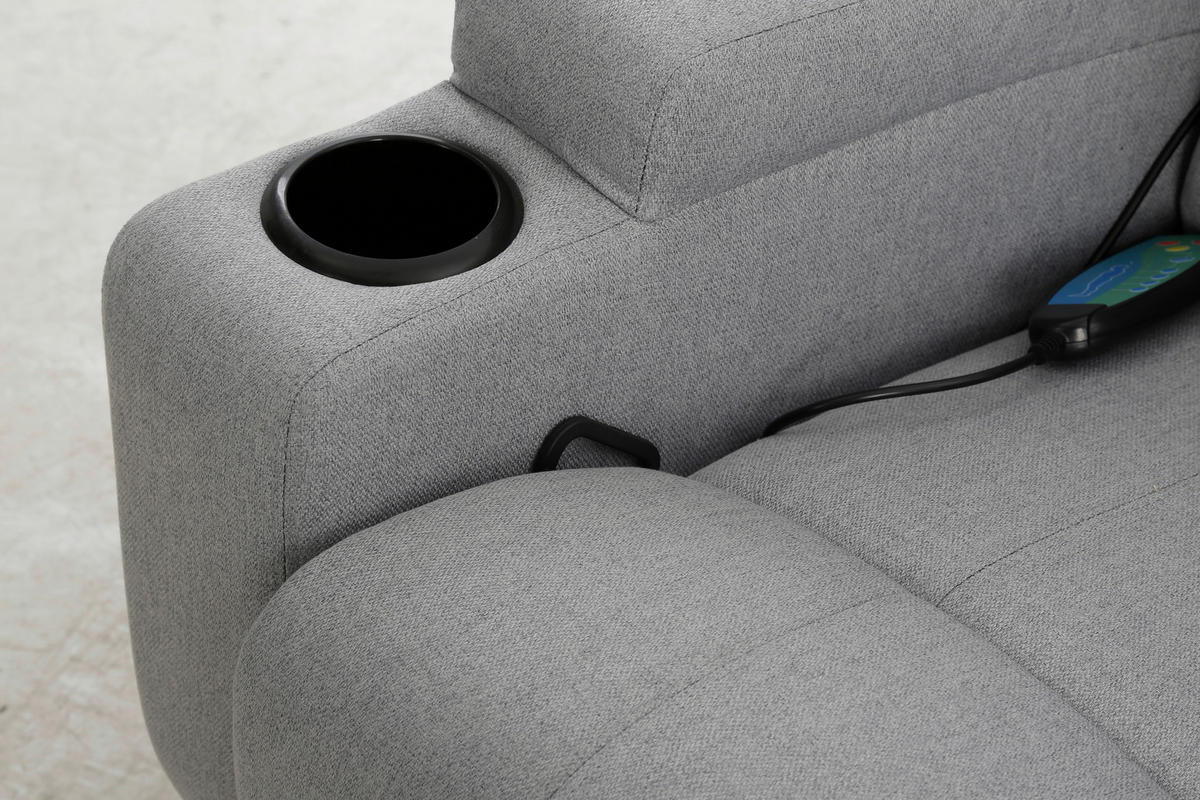 MASSAGESESSEL Mikrofaser Grau    - Schwarz/Grau, MODERN, Textil/Metall (86/110/96cm) - P & B