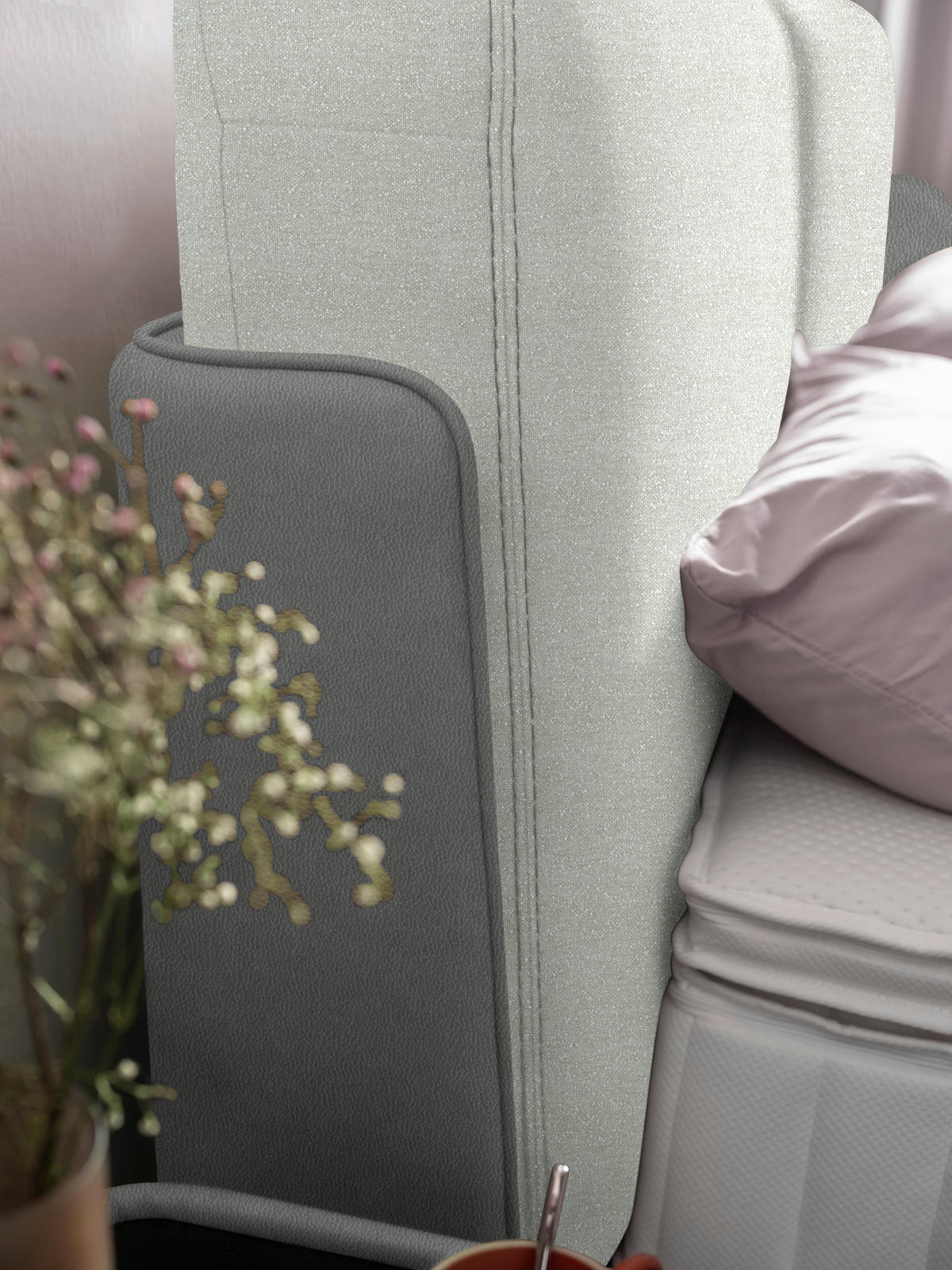 BOXSPRINGBETT 180/200 cm  in Grau, Hellgrau  - Hellgrau/Schwarz, Design, Textil/Metall (180/200cm) - Johann Jakob