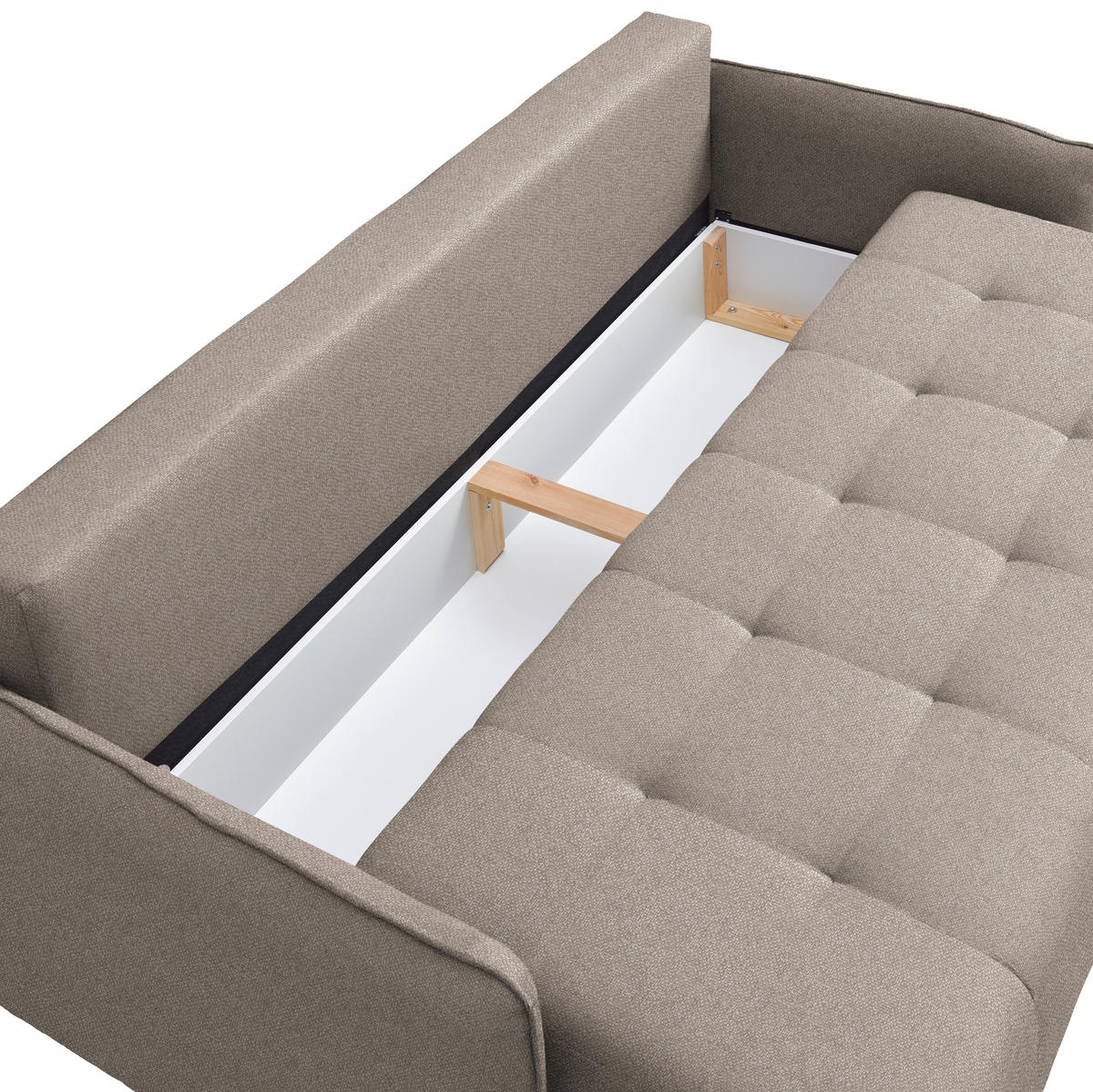 SCHLAFSOFA  in Struktur Hellbraun  - Hellbraun/Buchefarben, Design, Holz/Textil (217/97/101cm) - Carryhome