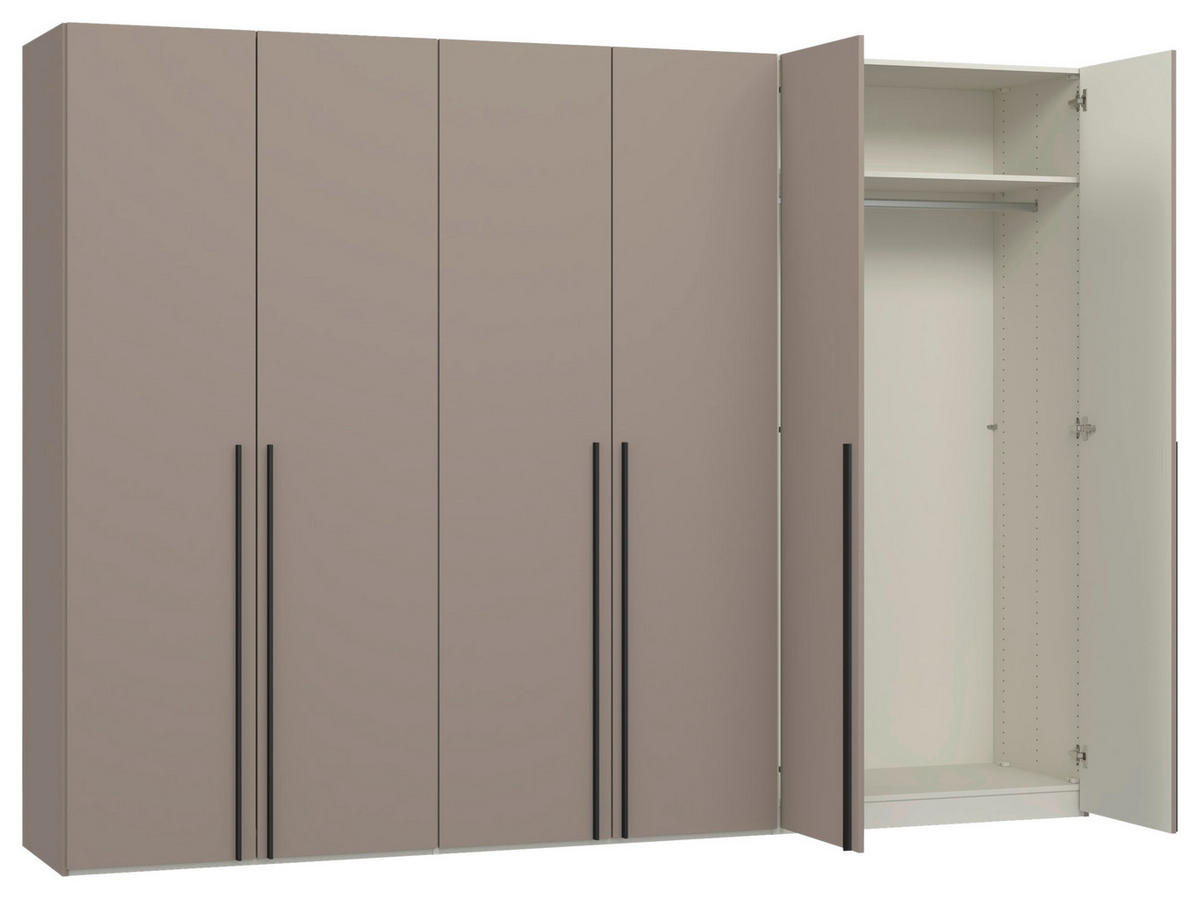 DREHTÜRENSCHRANK 303/220/59 cm,  in Hellbraun, 6-türig  - Hellbraun/Schwarz, Design, Holzwerkstoff/Metall (303/220/59cm) - Jutzler