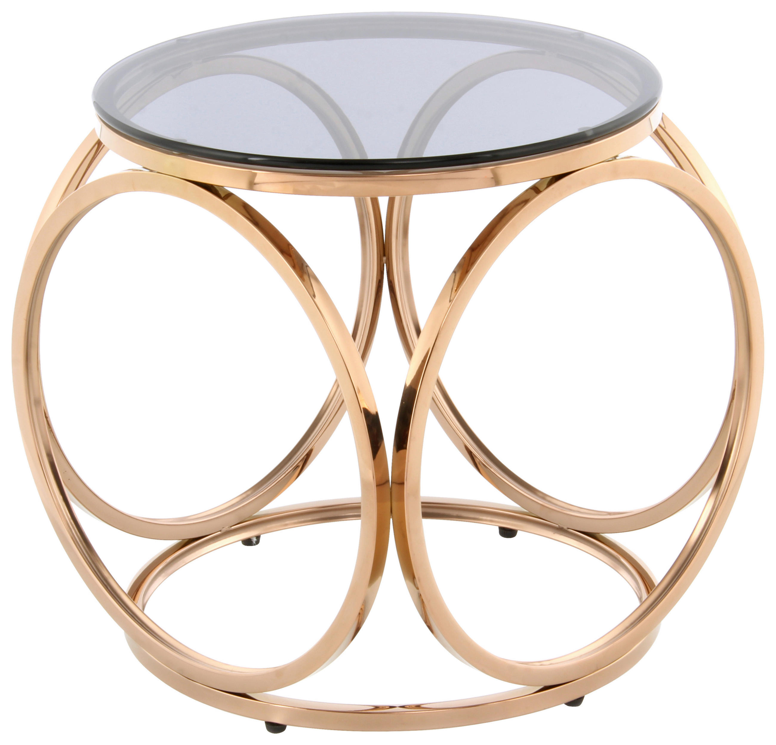 BEISTELLTISCH in Metall, Glas 40/40/42 cm  - Roségold/Grau, Design, Glas/Metall (40/40/42cm) - Kayoom