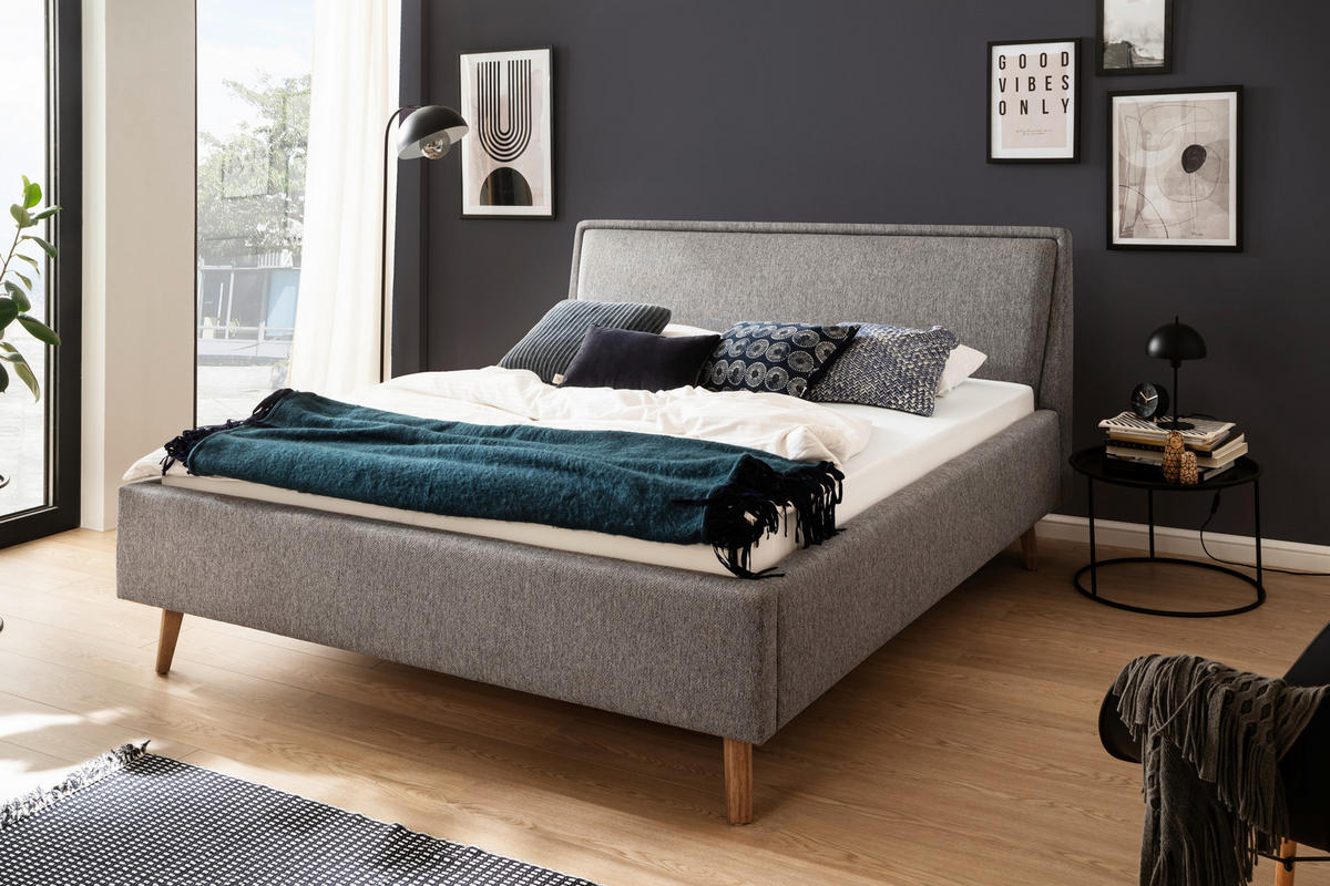 POLSTERBETT FRIEDA 140/200 cm  in Grau  - Eichefarben/Grau, MODERN, Holz/Textil (140/200cm) - Livetastic