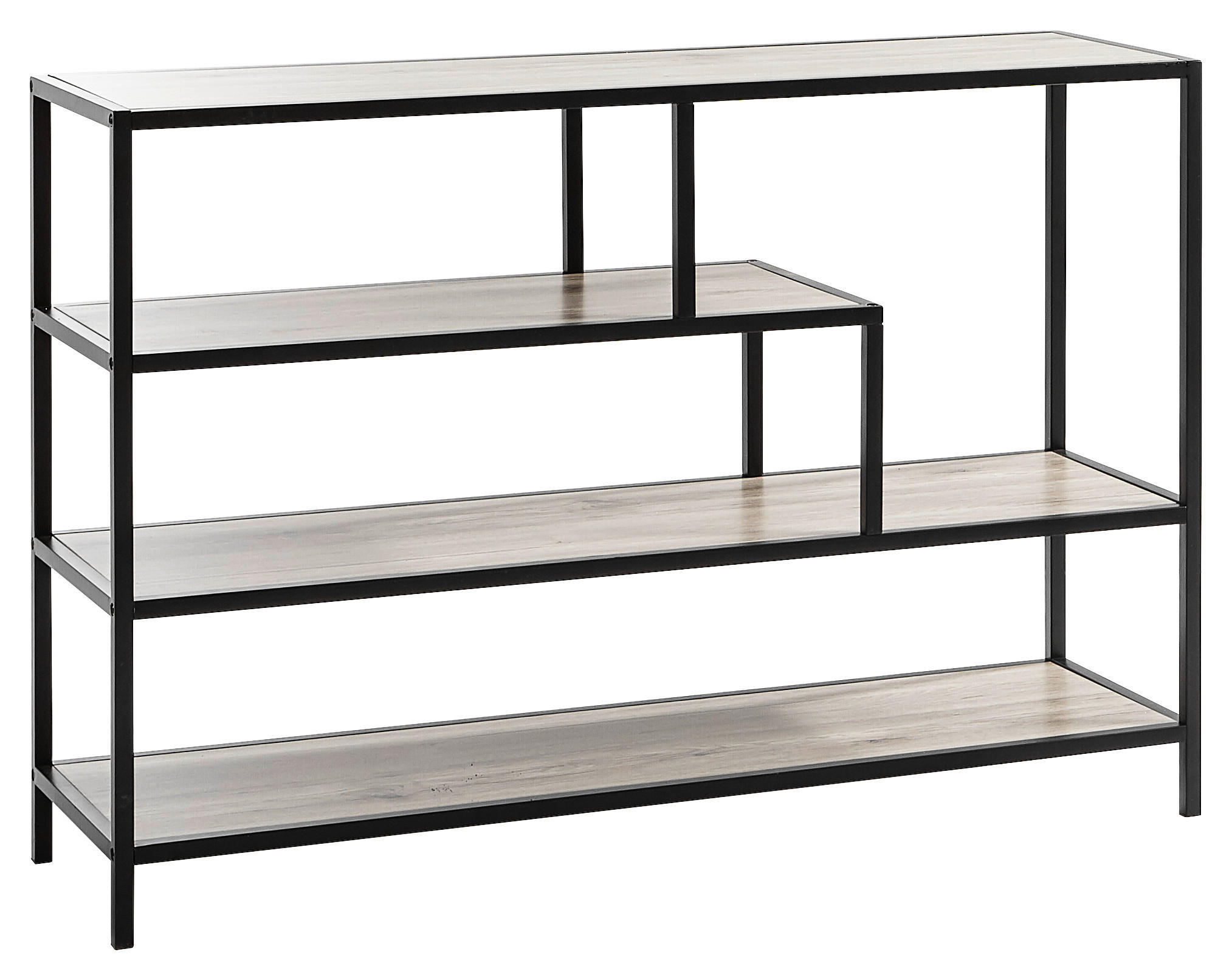 REGAL Schwarz, Eichefarben  - Eichefarben/Schwarz, Trend, Holzwerkstoff/Metall (114/78/34cm) - Xora