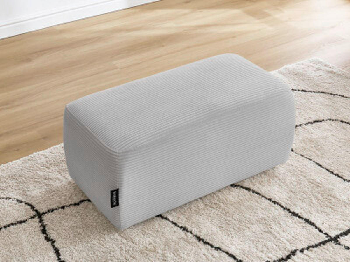 HOCKER ATILLA Cord Hellgrau  - Hellgrau/Schwarz, MODERN, Kunststoff/Textil (92/44/48cm)