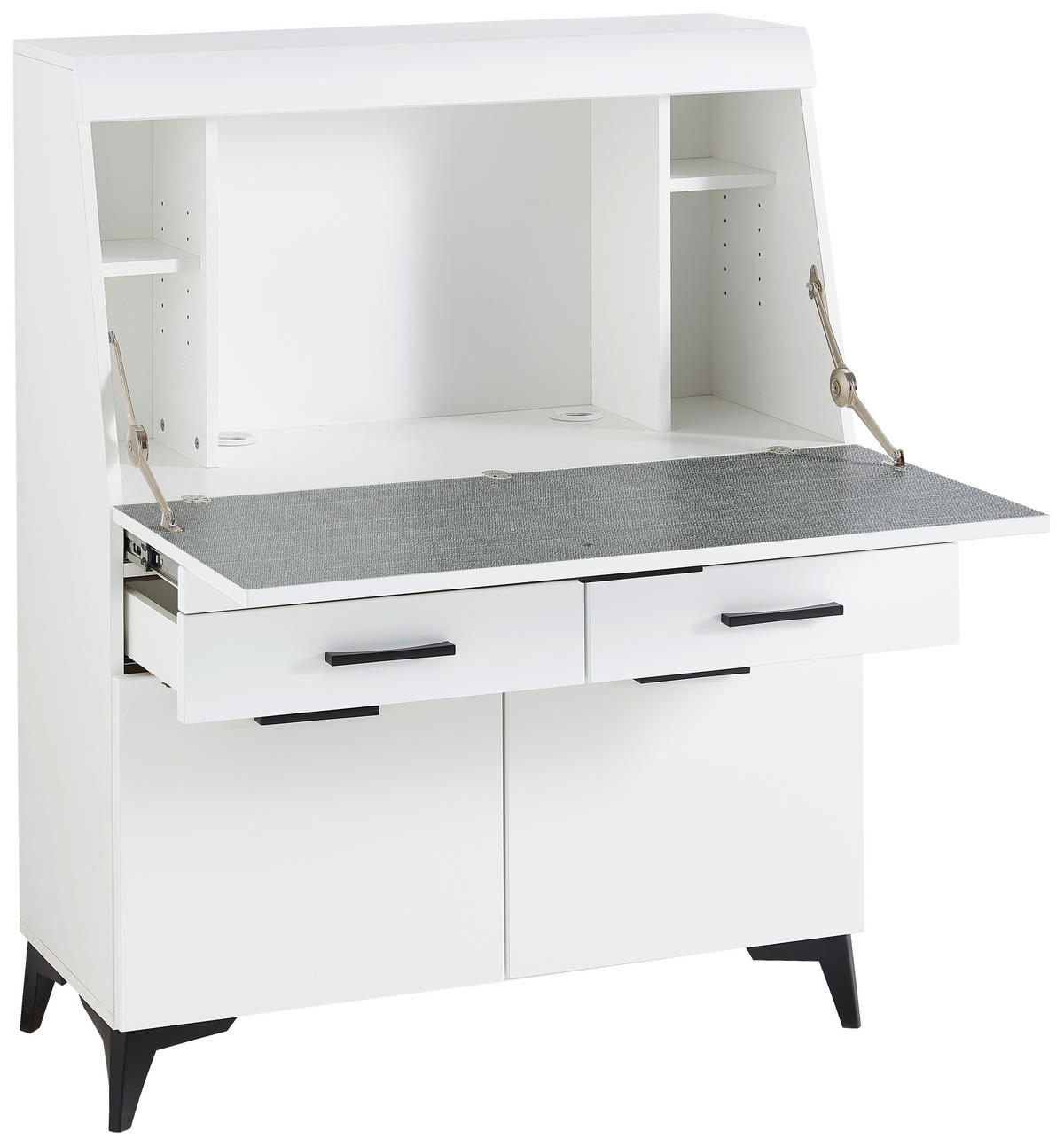 SEKRETÁŘ, 98/124/42 cm - bílá/černá, Trend, kompozitní dřevo/plast (98/124/42cm) - Carryhome