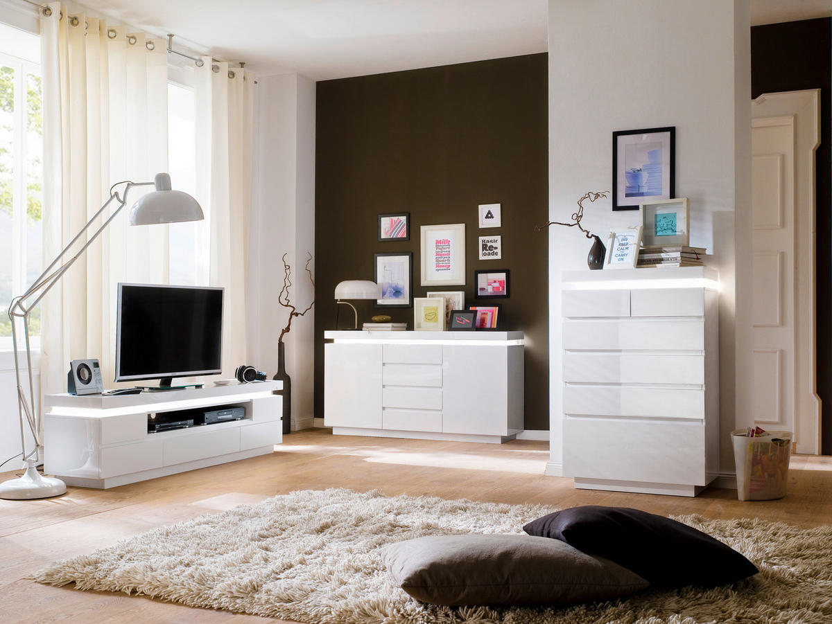 KOMMODE 150/81/40 cm  in Weiss Hochglanz  - Weiss Hochglanz, Design, Holzwerkstoff (150/81/40cm)