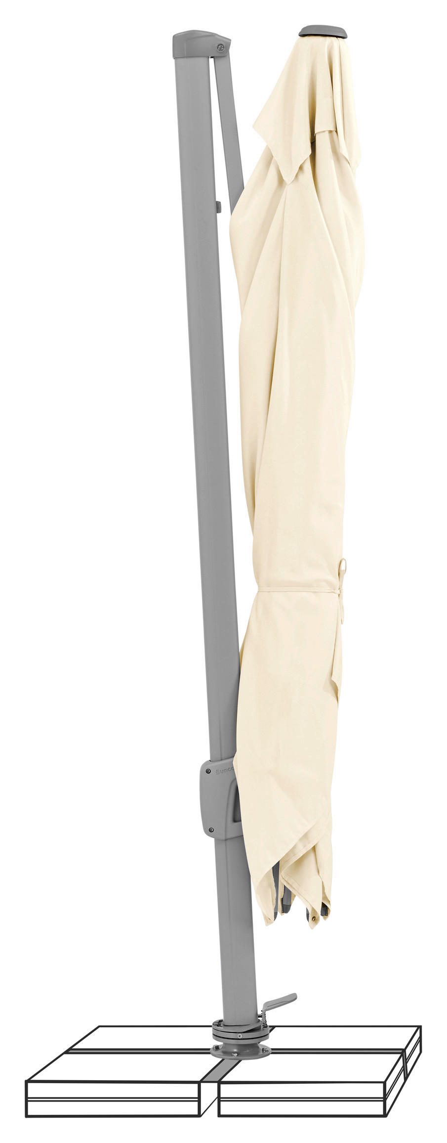 AMPELSCHIRM 300x300 cm Creme  - Platinfarben/Silberfarben, KONVENTIONELL, Textil/Metall (300/300cm) - Suncomfort by Glatz