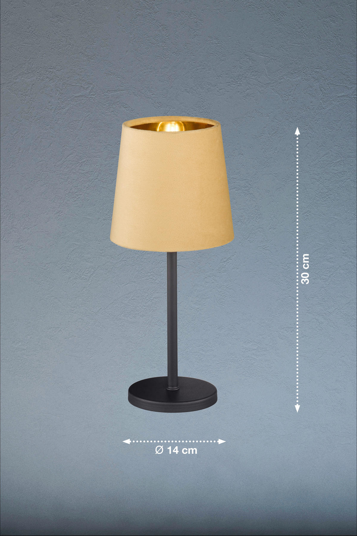 SVJETILJKA STOLNA  - žuta/crna, Basics, metal/tekstil (14/30cm)