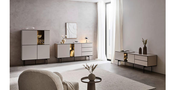 HIGHBOARD in 91/141/41 cm - Kaschmir/Schwarz, Design, Glas/Holzwerkstoff (91/141/41cm) - Voleo