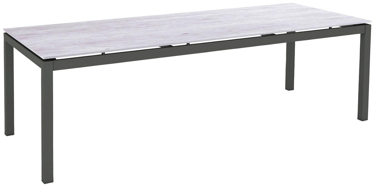 GARTENTISCH Metall Hellgrau, Dunkelgrau rechteckig  - Dunkelgrau/Hellgrau, Design, Kunststoff/Metall (220/90/75cm) - Ambia Garden