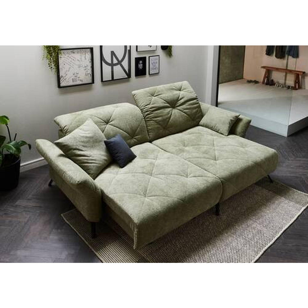 Thumbnail - Moderano Ecksofa Beach, Grün, Textil, 2-Sitzer, Ottomane rechts, L-Form, Eckteil, 244x173 cm, Lederauswahl, Stoffauswahl...
