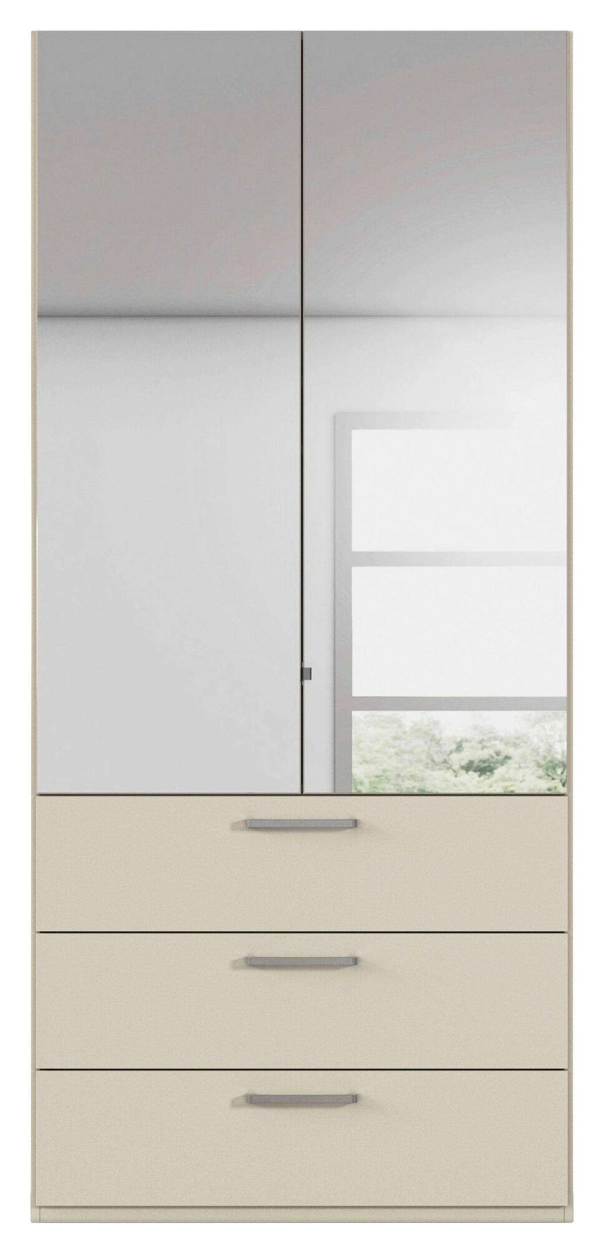 DREHTÜRENSCHRANK 101/223/61 cm,  in Champagner, 2-türig  - Chromfarben/Edelstahlfarben, Basics, Glas/Holzwerkstoff (101/223/61cm) - Novel