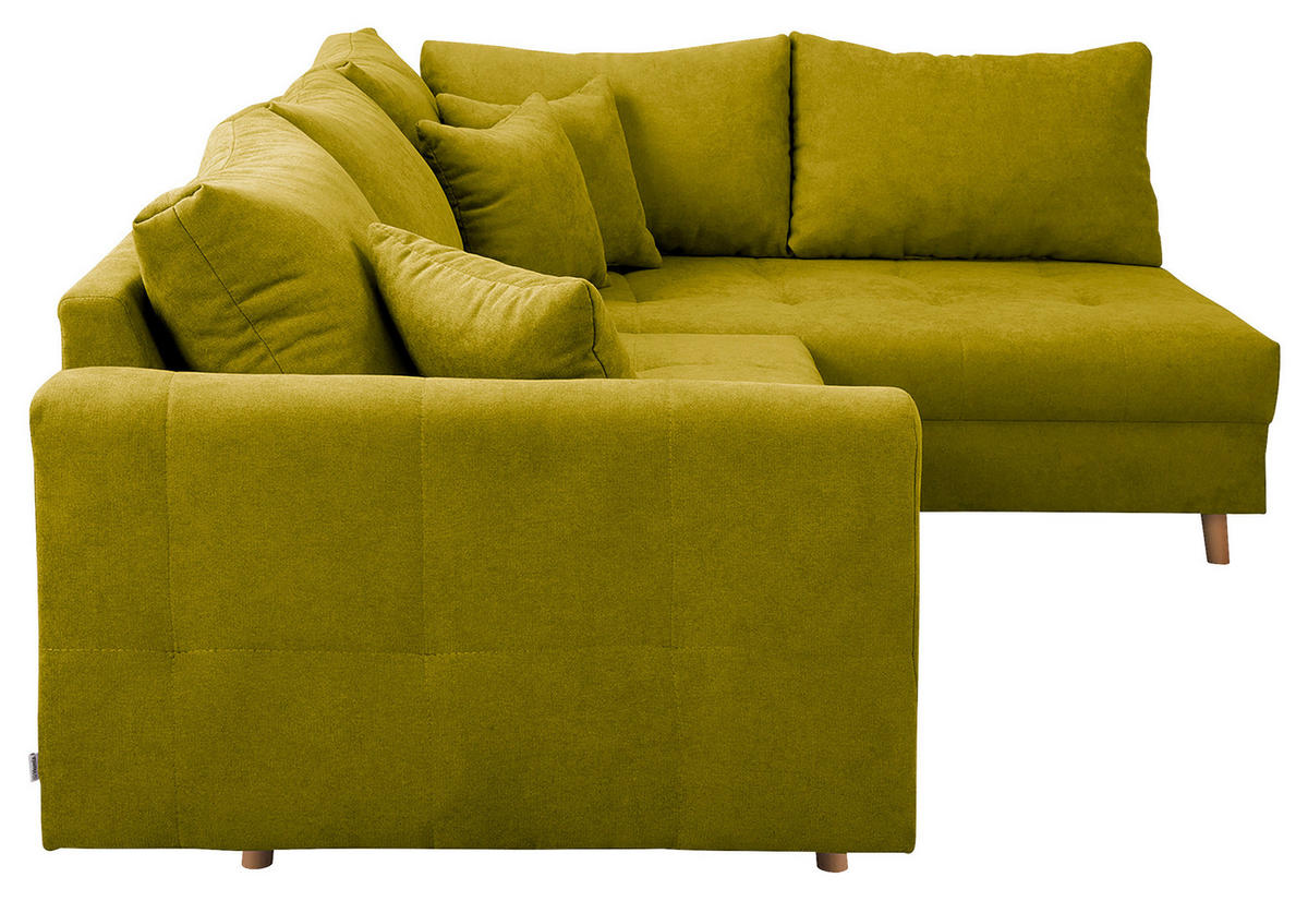 ECKSOFA Ariella Hellgrün Mikrofaser  - Naturfarben/Hellgrün, Design, Holz/Textil (161/231cm) - Livetastic