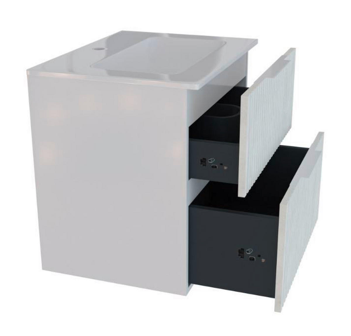 KOMBI UMIVAONIK  bijela visoki sjaj  - bijela visoki sjaj, Basics, drvo/keramika (61/46,5/58cm)