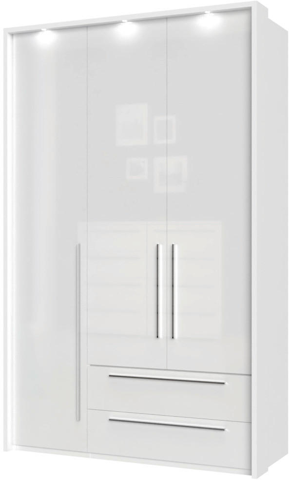 ORMAR SA KLASIČNIM VRATIMA bela, bela visoki sjaj  142/226/60 cm  - bela visoki sjaj/bela, Dizajnerski, pločasti materijal/plastika (142/226/60cm)