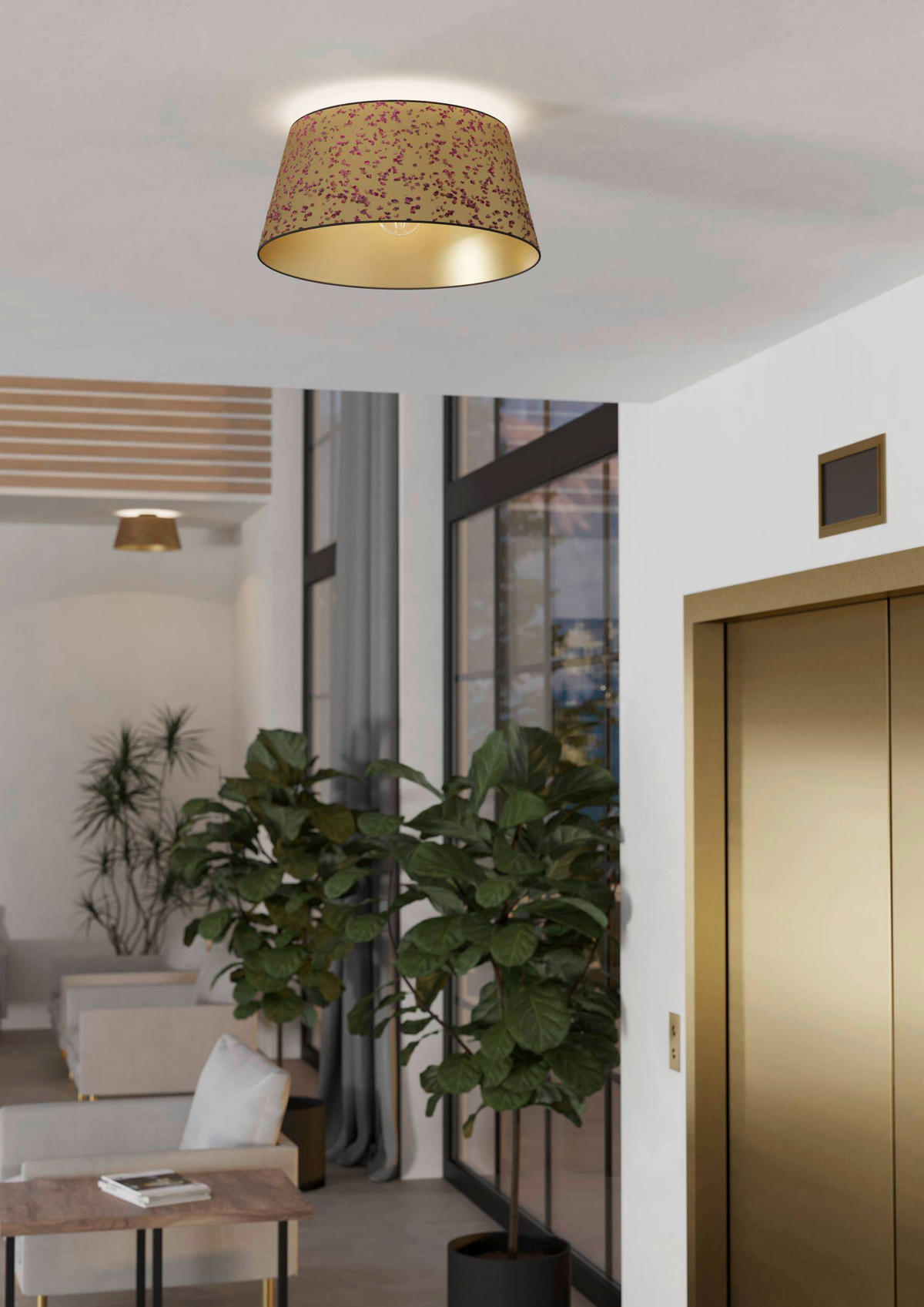 DECKENLEUCHTE  45/22,5 cm    - Pink/Goldfarben, KONVENTIONELL, Papier/Metall (45/22,5cm) - Eglo