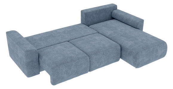 ECKSOFA  in Samt Blau  293/195 cm  - Chromfarben/Blau, KONVENTIONELL, Kunststoff/Textil (293/195cm) - Carryhome