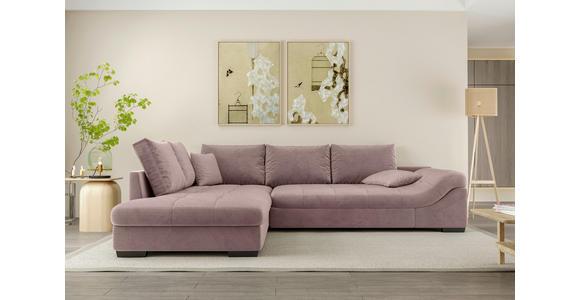 ECKSOFA Altrosa Cord Zierkissen, Rückenkissen, Rücken echt  - Schwarz/Altrosa, KONVENTIONELL, Holz/Textil (202/298cm) - Carryhome