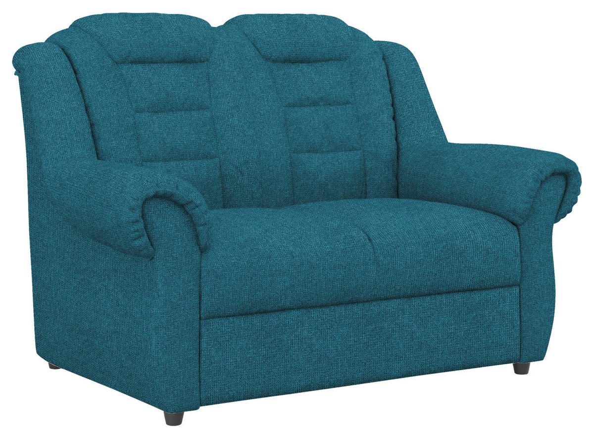 2-SITZER-SOFA in Chenille Blau  - Blau/Schwarz, Konventionell, Kunststoff/Textil (145/102/101cm) - Livetastic