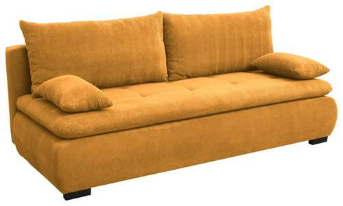 SCHLAFSOFA Webstoff, Plüsch Orange  - Schwarz/Orange, KONVENTIONELL, Textil (203/72-96/98cm) - Novel