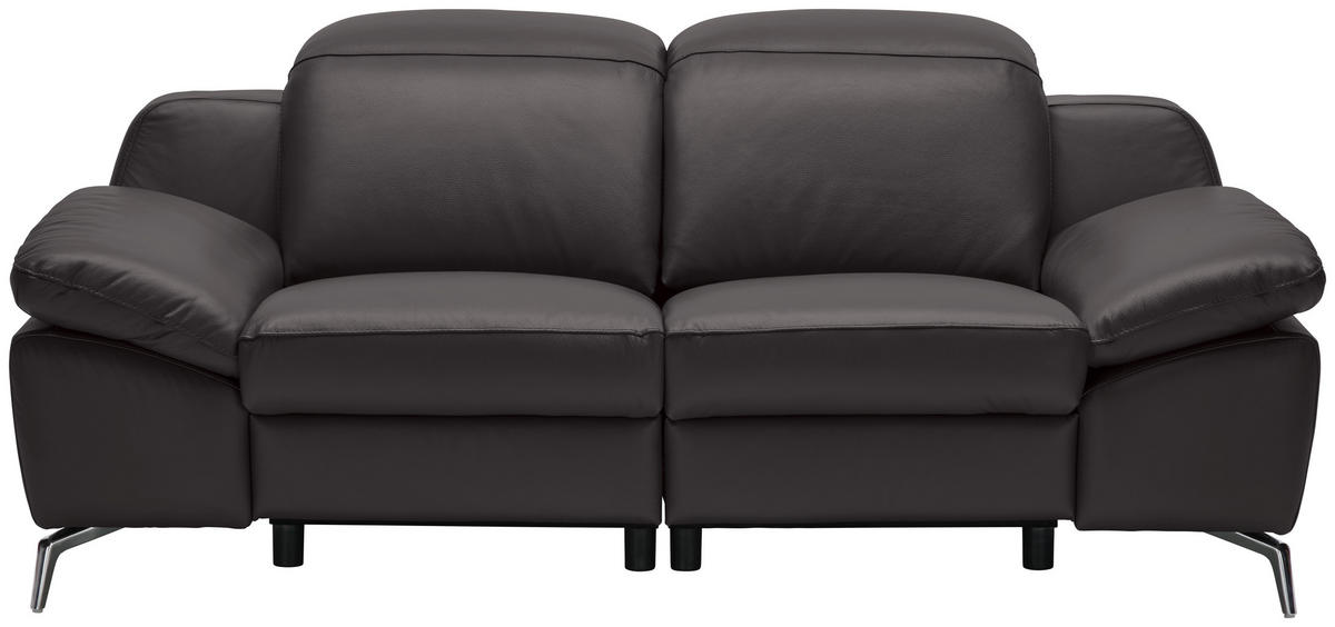 KÉTÜLÉSES KANAPÉ bőr sötétbarna  - krómszínű/sötétbarna, Design, műanyag/bőr (194/83-99/110cm) - Celina Home