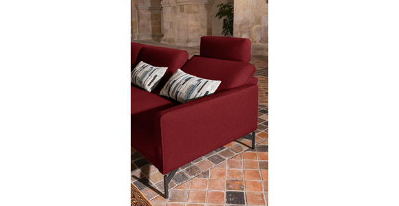 ECKSOFA in Flachgewebe, Struktur Rot  - Anthrazit/Rot, Design, Textil/Metall (230/254cm) - Ambiente