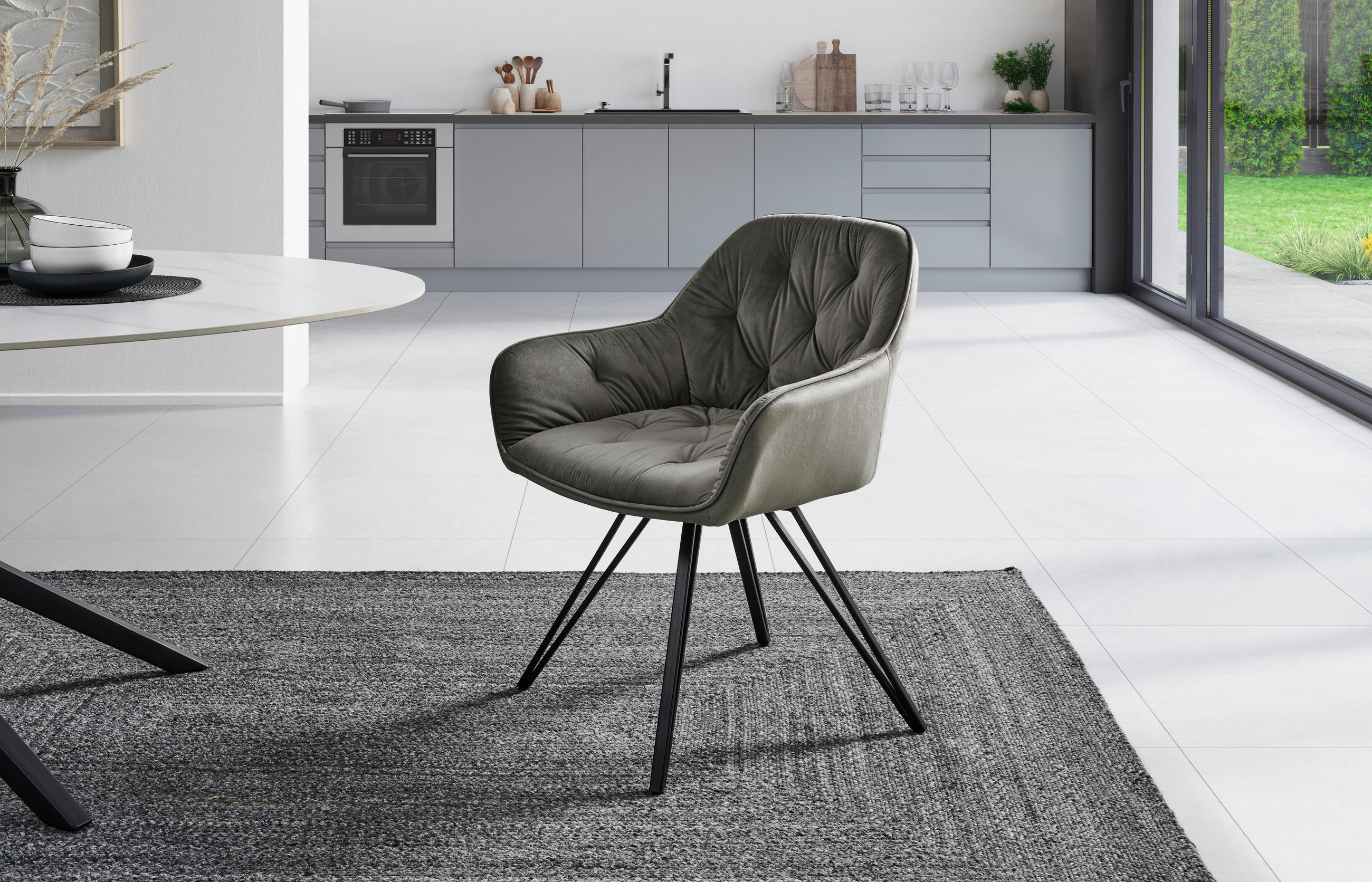 ARMLEHNSTUHL  in Eisen Samt  - Schwarz/Grau, LIFESTYLE, Holz/Textil (61/82/62cm) - Livetastic