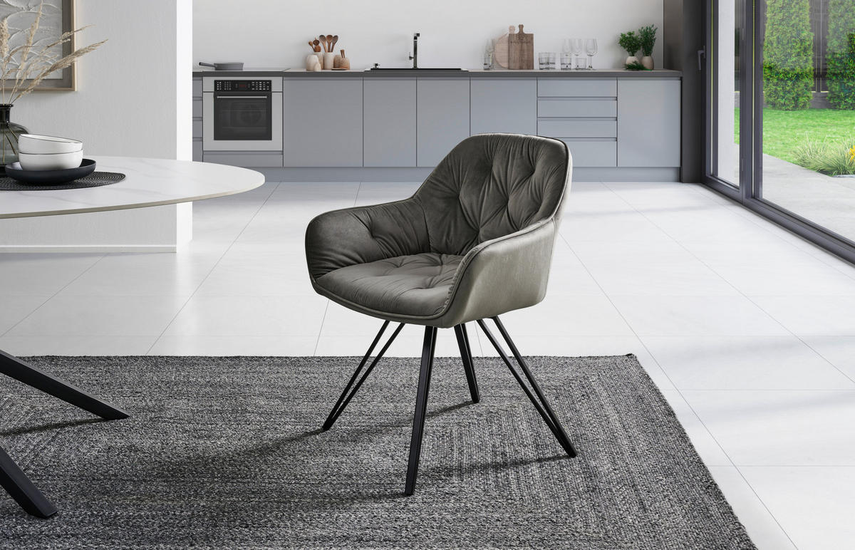 ARMLEHNSTUHL  in Eisen Samt  - Schwarz/Grau, LIFESTYLE, Holz/Textil (61/82/62cm) - Livetastic