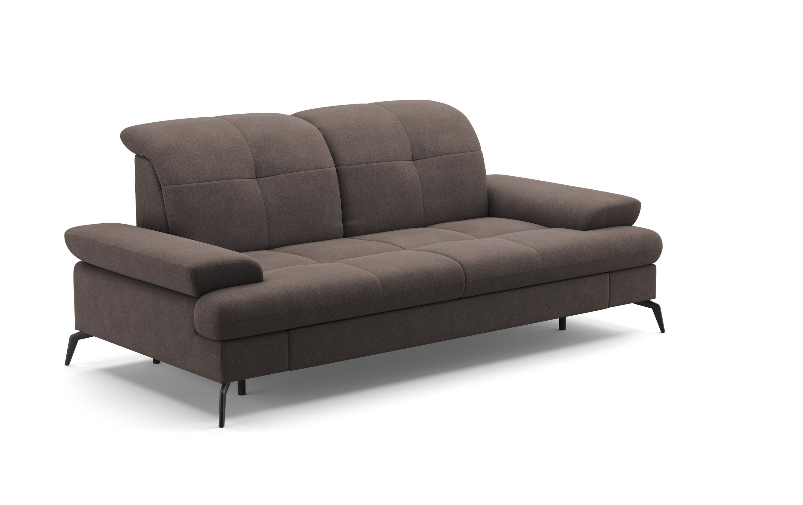 3-SITZER-SOFA Flachgewebe Graphitfarben  - Schwarz/Graphitfarben, KONVENTIONELL, Textil/Metall (212/90/122cm) - Sit & More