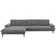 ECKSOFA in Chenille Grau  - Schwarz/Grau, Design, Textil/Metall (180/310cm) - Dieter Knoll