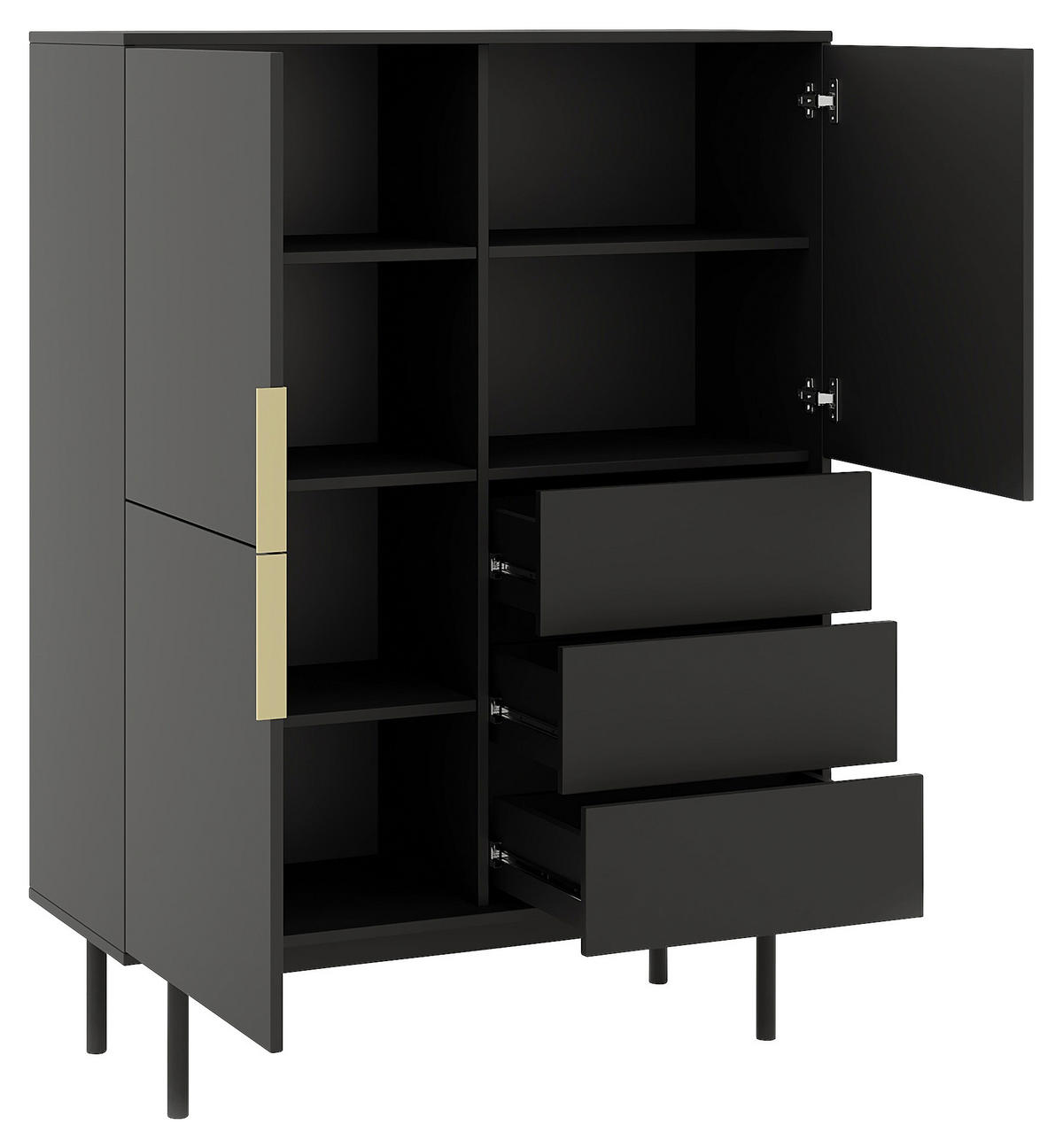 HIGHBOARD Viva  in 104/139,5/39 cm  - Goldfarben/Schwarz, Design, Holz/Holzwerkstoff (104/139,5/39cm) - Boxxx
