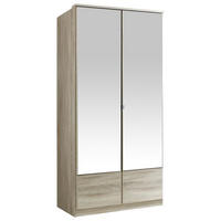 DREHTÜRENSCHRANK in Eichefarben  - Eichefarben/Alufarben, Konventionell, Glas/Holzwerkstoff (90/199/58cm) - MID.YOU