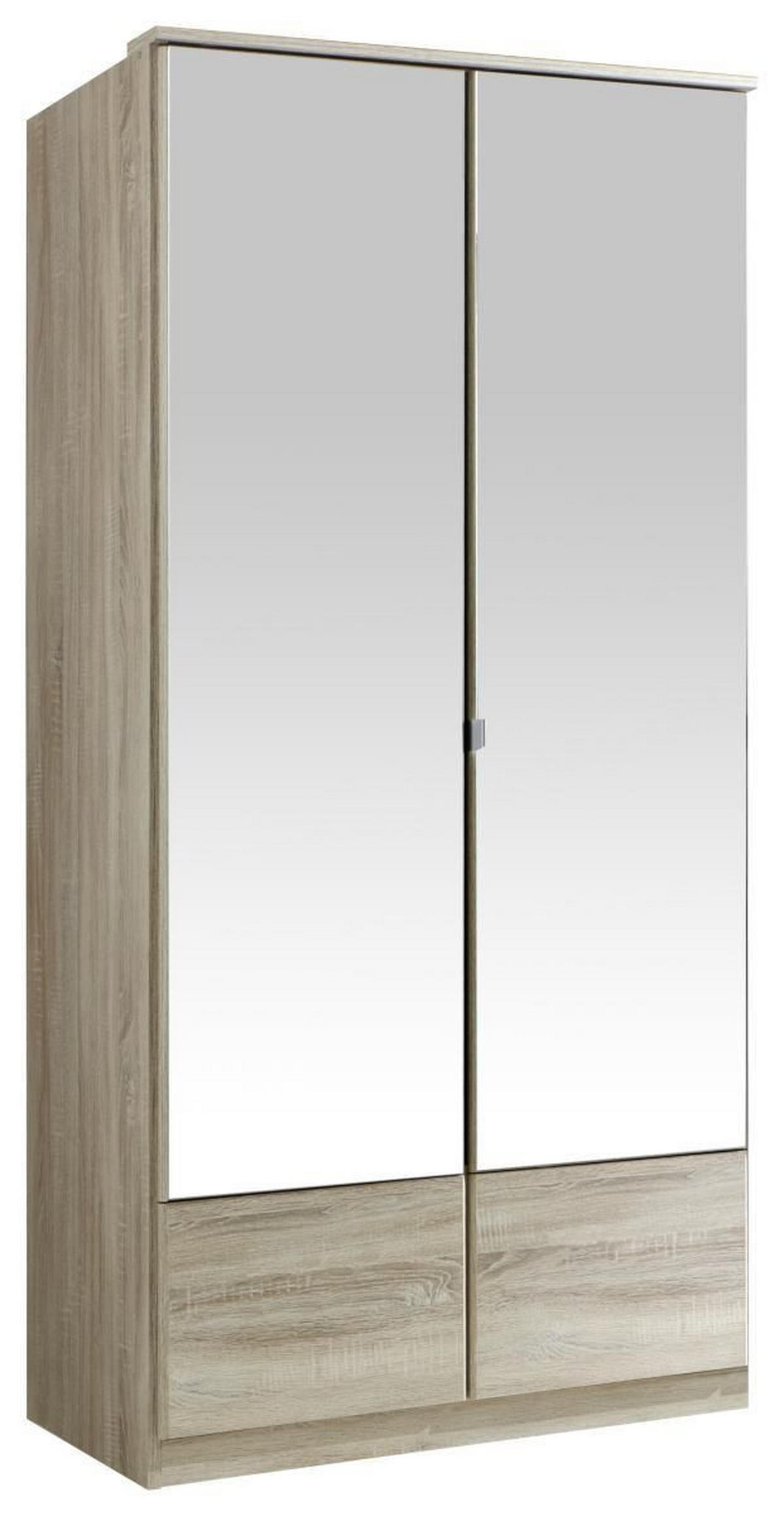 DREHTÜRENSCHRANK in Eichefarben  - Eichefarben/Alufarben, Konventionell, Glas/Holzwerkstoff (90/199/58cm) - MID.YOU