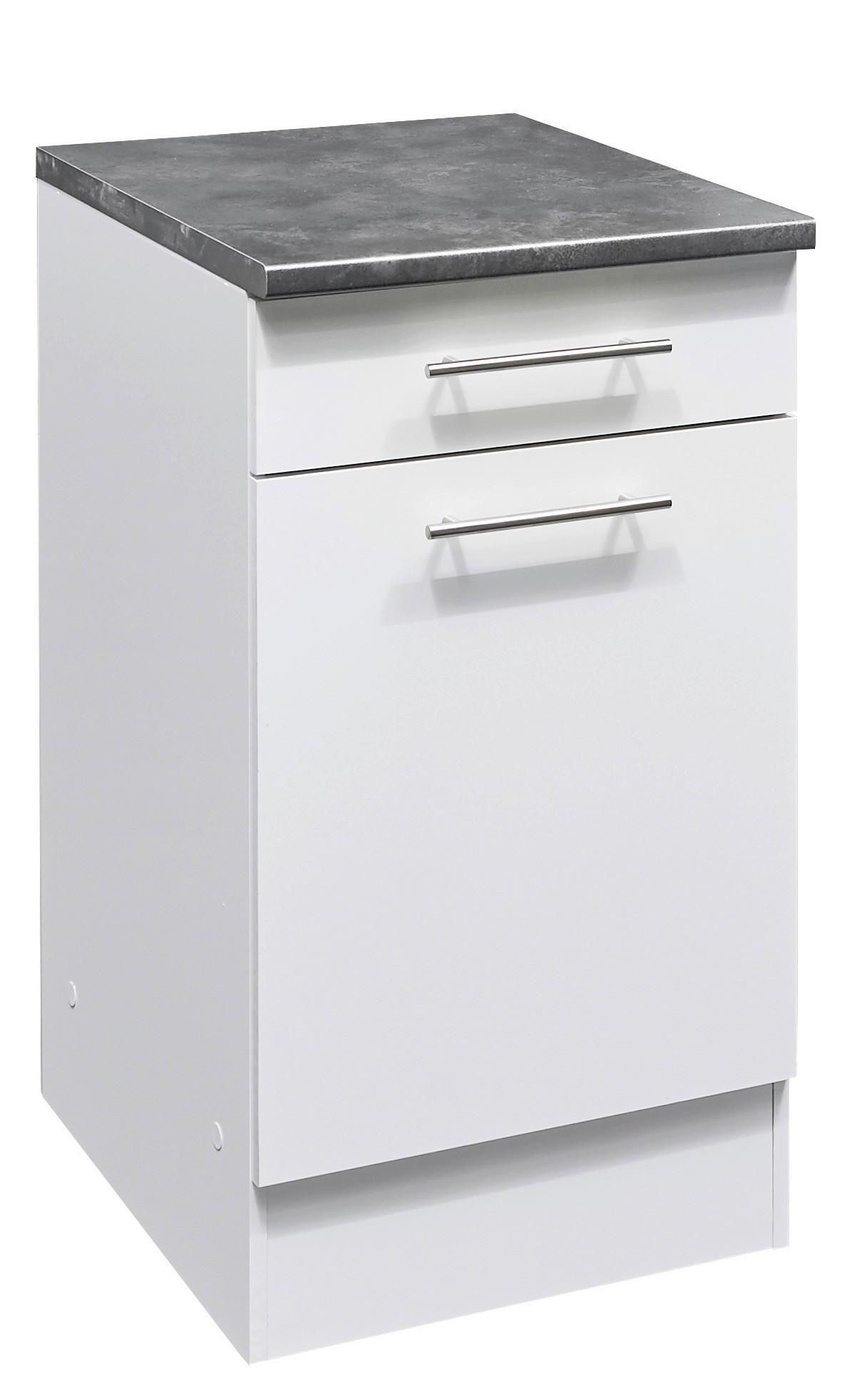 KÜCHENUNTERSCHRANK 50/90/60 cm  in Weiß, Grau  - Edelstahlfarben/Weiß, KONVENTIONELL, Holzwerkstoff/Metall (50/90/60cm) - MID.YOU