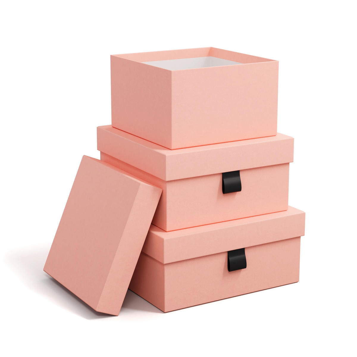 TÁROLÓDOBOZSZETT 23/23/12 cm  - pink, Basics, karton/papír (23/23/12cm)