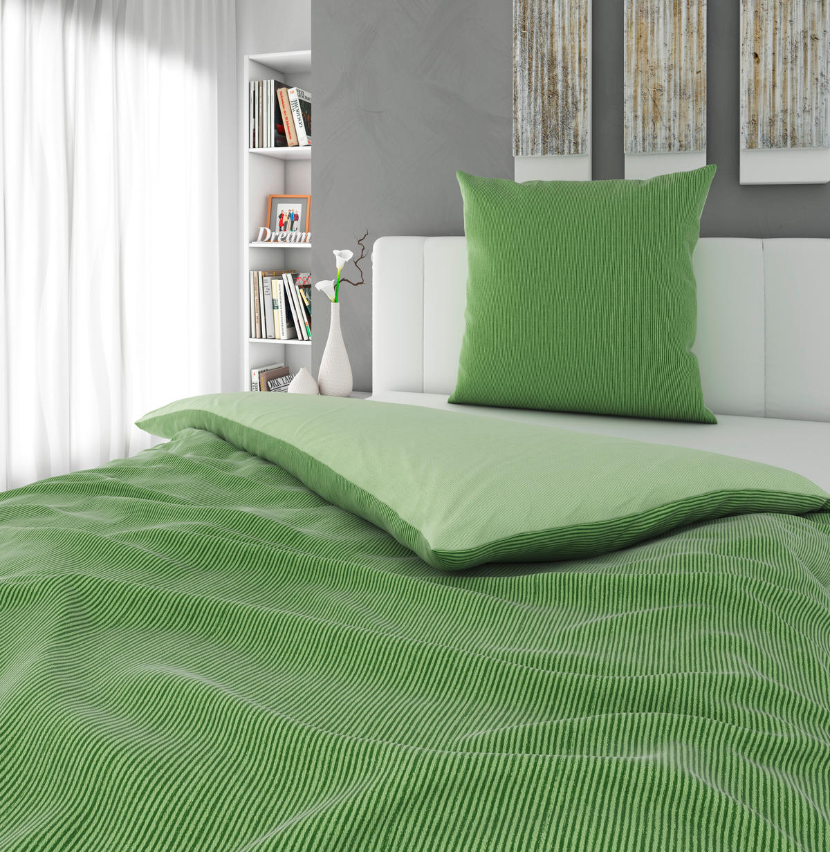 OBOJSTRANNÁ POSTEĽNÁ BIELIZEŇ, satén, svetlozelená, 155/220 cm - svetlozelená, Basics, textil (155/220cm) - Bio:Vio