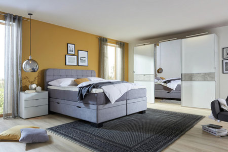 Boxspringbett Webstoff 180 200 Cm Inkl Matratze Bettkasten Topper Online Kaufen Xxxlutz