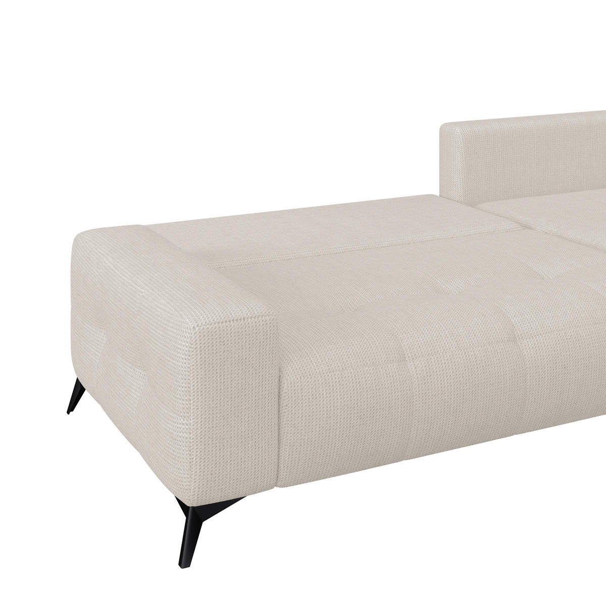 ECKSOFA MAURO Perlmutt Flachgewebe  - Perlmutt/Schwarz, Trend, Textil/Metall (290/175cm) - MID.YOU