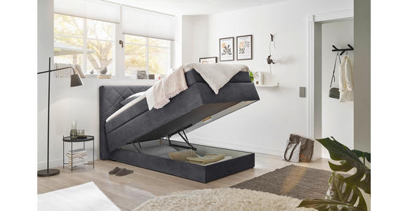 BOXSPRINGBETT 140/200 cm  in Anthrazit  - Anthrazit/Schwarz, KONVENTIONELL, Kunststoff/Textil (140/200cm) - Xora