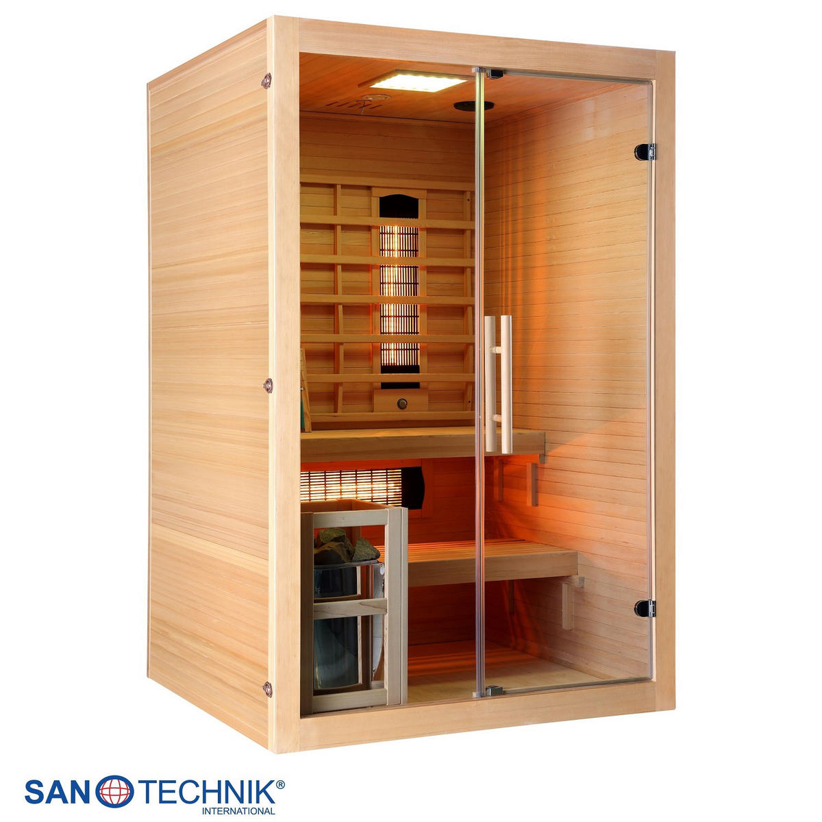 INFRAROTKABINE für 2 Personen  - Naturfarben, Basics, Glas/Holz (130/120/200cm) - Sanotechnik