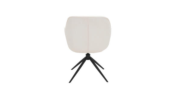 ARMLEHNSTUHL  Sitzfläche 360° drehbar, automatische Rückholfunktion Leinenoptik  - Creme/Schwarz, Design, Textil/Metall (64/84/61cm) - Novel