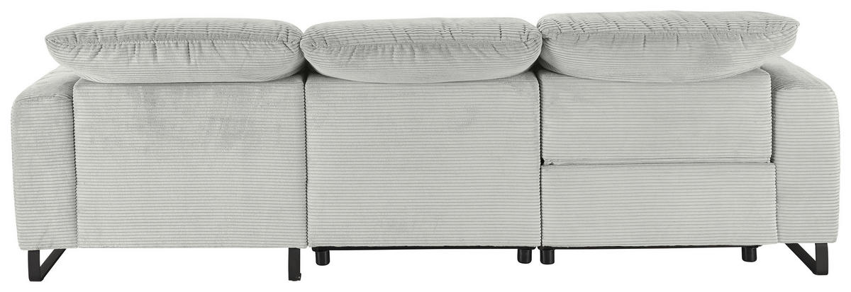 ECKSOFA in Cord Hellgrau  - Hellgrau/Schwarz, Konventionell, Textil/Metall (266/180cm) - Hom`in
