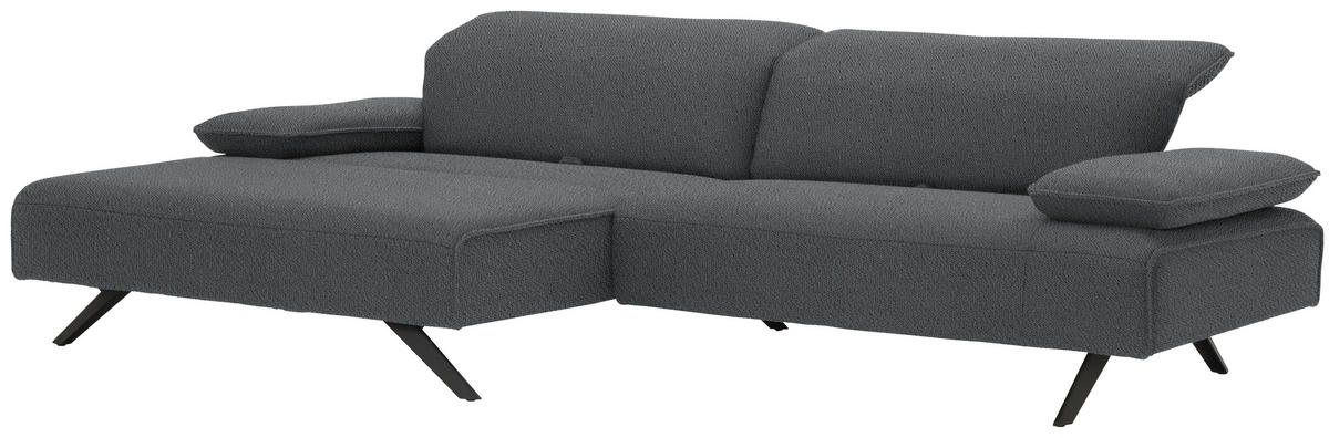 ECKSOFA in Flachgewebe Grau  - Anthrazit/Grau, Design, Textil/Metall (166/280cm) - Johann Jakob