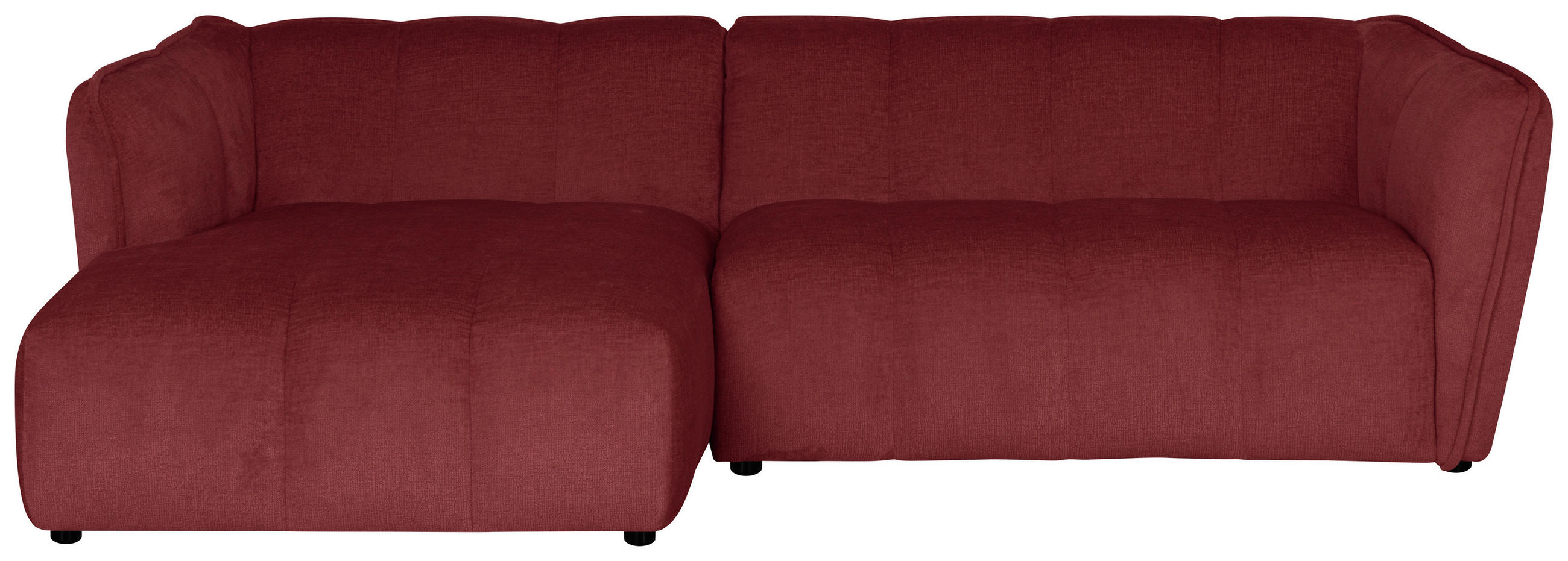 ECKSOFA LIVOLI in Chenille Bordeaux  160/246 cm  - Bordeaux/Schwarz, Design, Textil (160/246cm) - MID.YOU
