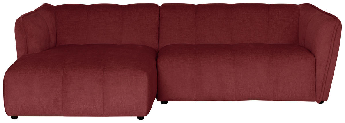 ECKSOFA LIVOLI in Chenille Bordeaux  160/246 cm  - Bordeaux/Schwarz, Design, Textil (160/246cm) - MID.YOU
