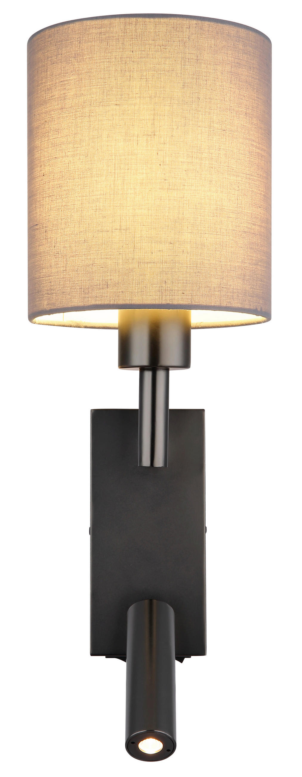 LED-WANDLEUCHTE 15/45,5 cm   - Schwarzchrom/Grau, KONVENTIONELL, Textil/Metall (15/45,5cm) - Globo