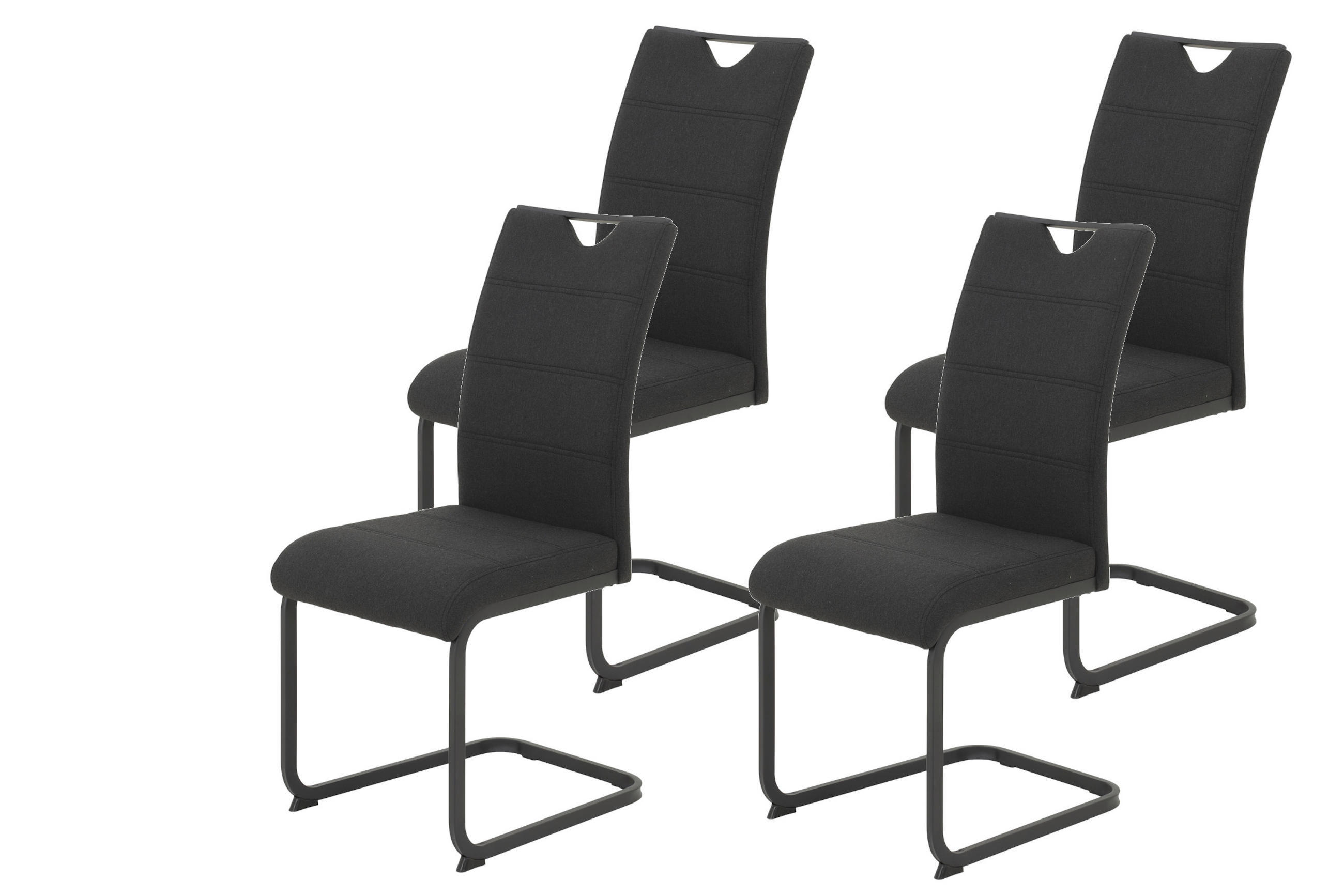 SCHWINGSTUHL-SET 4 Stück  in Stahl Webstoff  - Schwarz, MODERN, Textil/Metall (43/99/60cm) - MID.YOU